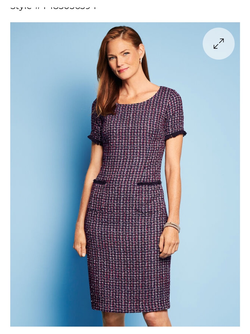 Talbots Purple Tweed Short-Sleeve Sheath Dress